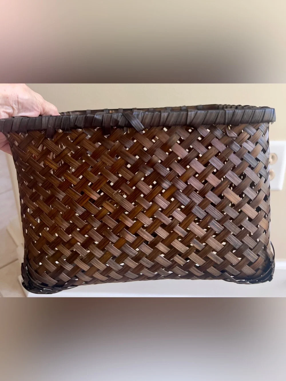 Woven Brown Storage Basket with Lid - Home Accents